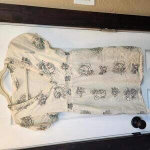 TRAMP Cream Floral Cotton Mini Dress - Size Small